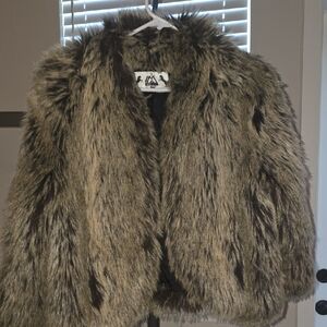 Oster Faux Fur Jacket with Black and Brown Accents